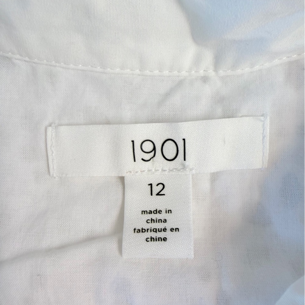 1901 Cotton White Eyelet Cottagecore Button Up Sleeveless Bohemian Midi Dress 12 - Picture 10 of 13